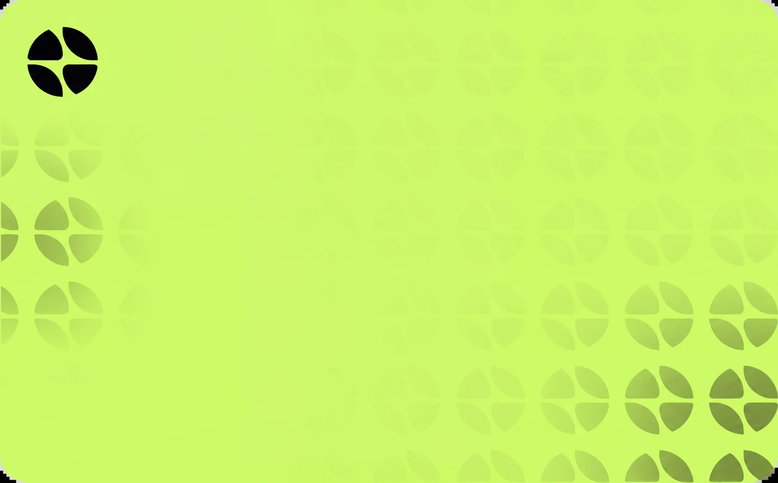 Lime card with the BIX symbol and a geometric brand pattern
